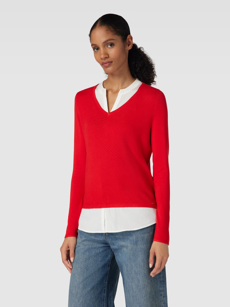 Strickpullover im Double-Layer-Look in rot