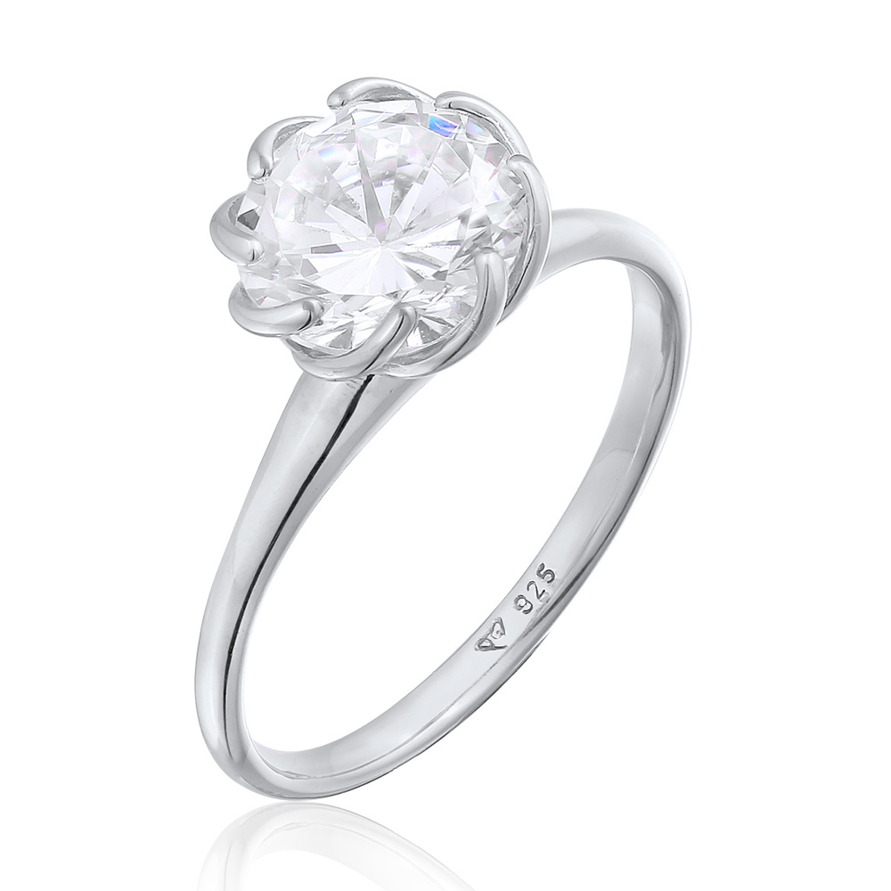 Elli Elli Bague Femmes Bague de fiançailles Solitaire Fleur avec Zirconia en argent st Bague
