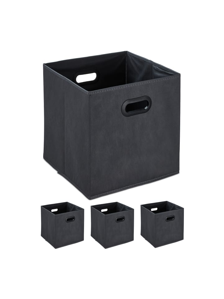 relaxdays 4 x Aufbewahrungsbox in Grau - (B)33 x (H)32 x (T)33 cm günstig kaufen onesize