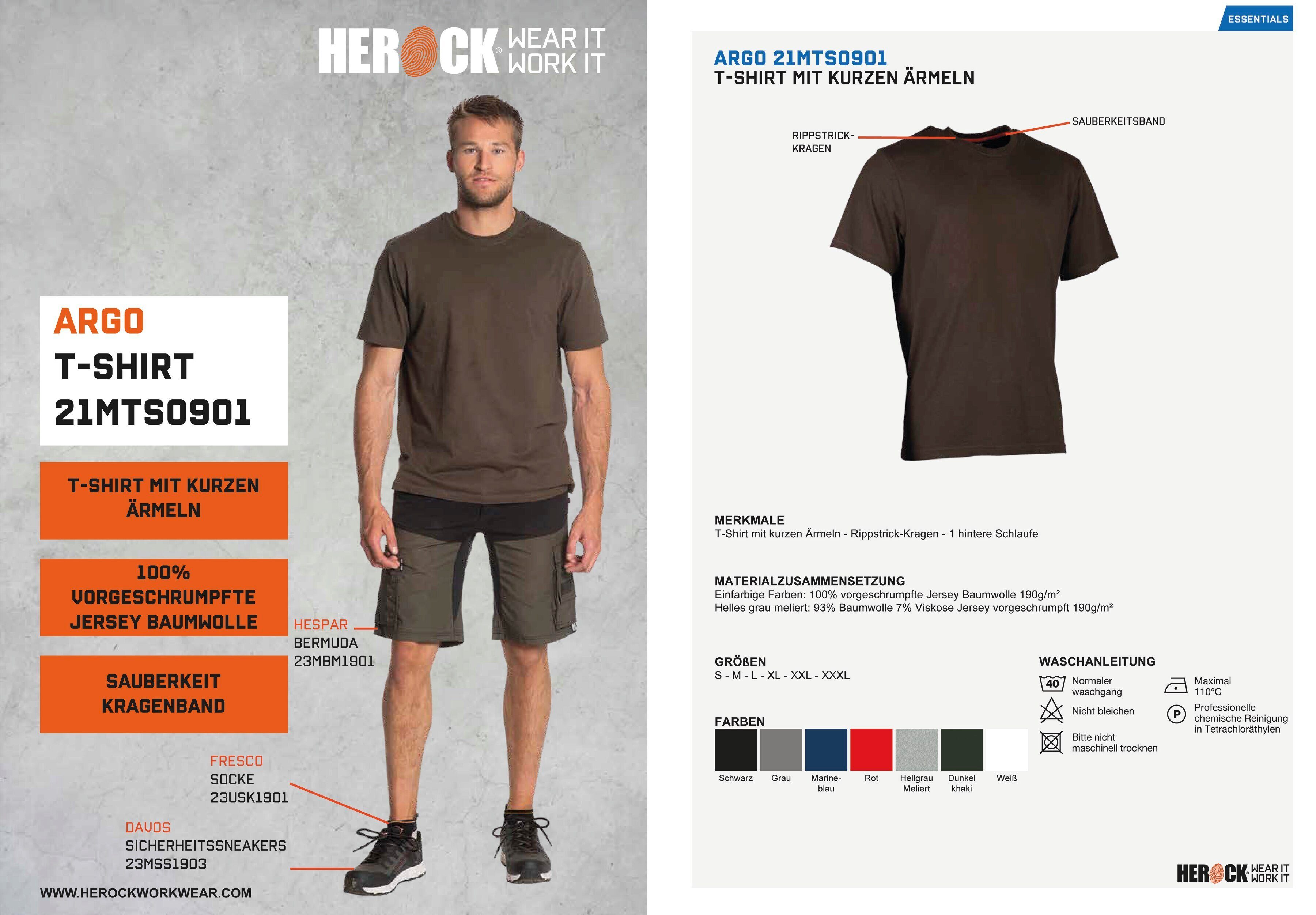 Herock T-Shirt Argo T-Shirt Kurzärmlig (Spar-Set, 3-tlg) Kurze Ärmel, angenehmes Tragegefühl mit Rippstrick-Kragen