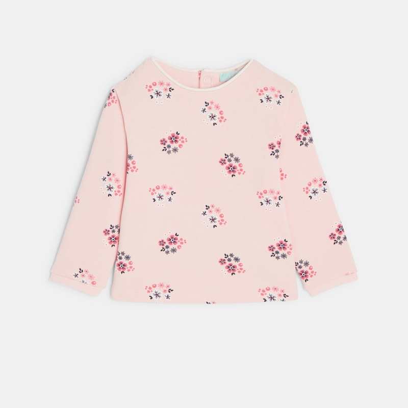 Sweat en molleton fleuri rose bébé fille