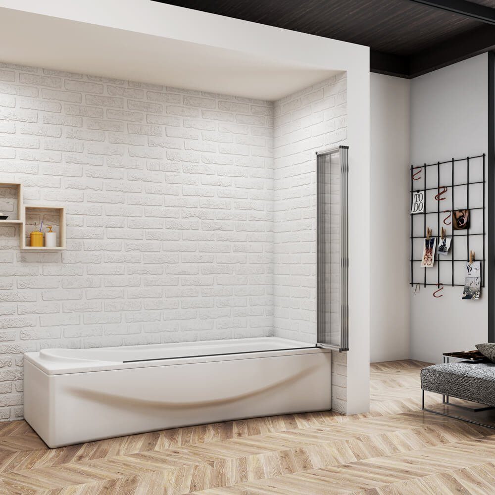 duschspa Badewannenaufsatz 120x140cm Faltwand Glaswand Duschwand auf Badewanne Badewannenaufsatz, Einscheibensicherheitsglas, Sicherheitsglas, (Set), Glas