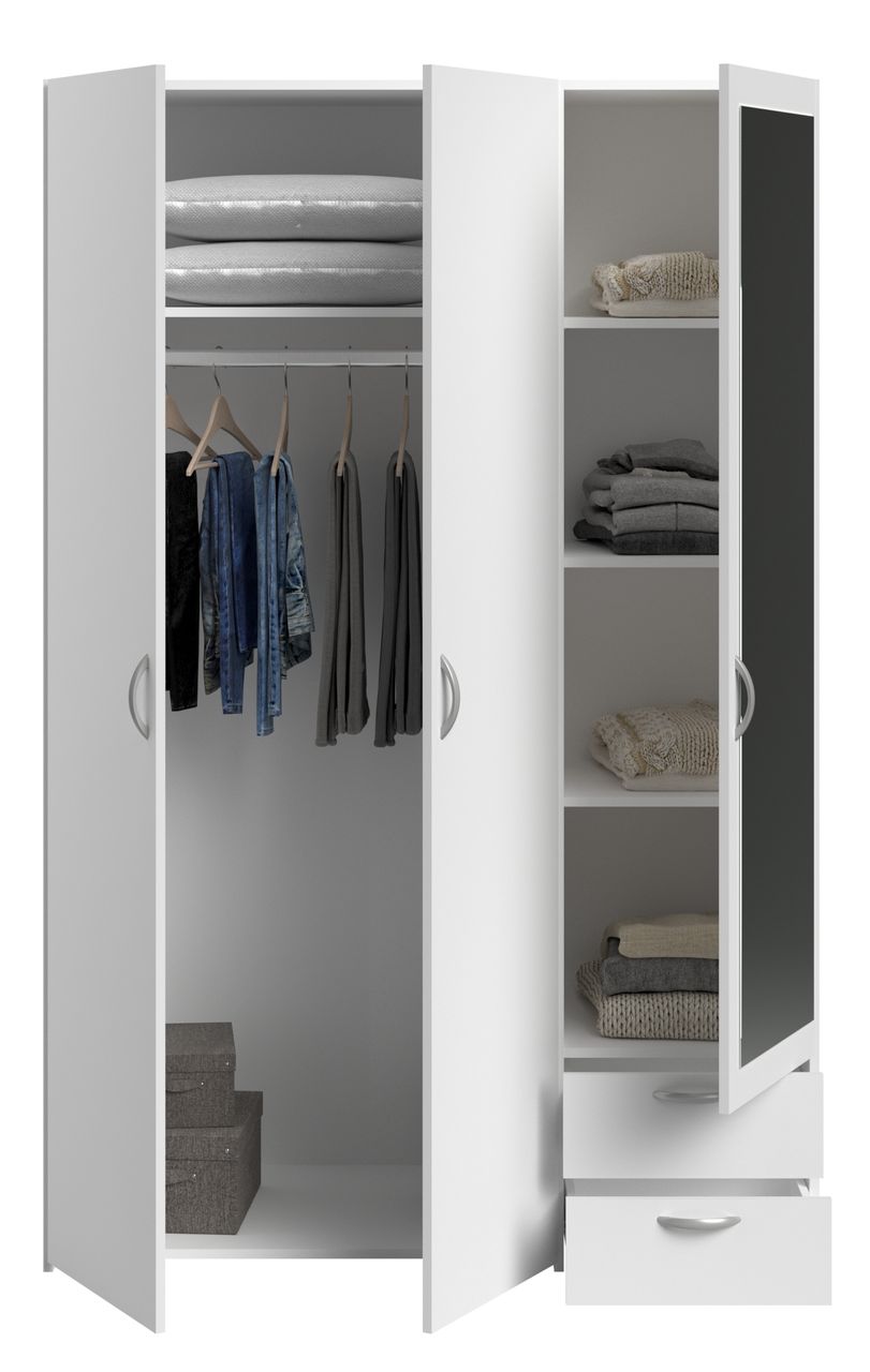 Parisot Parisot, Daily 4, Kleiderschrank 3-türig, mit Spiegel, weiss