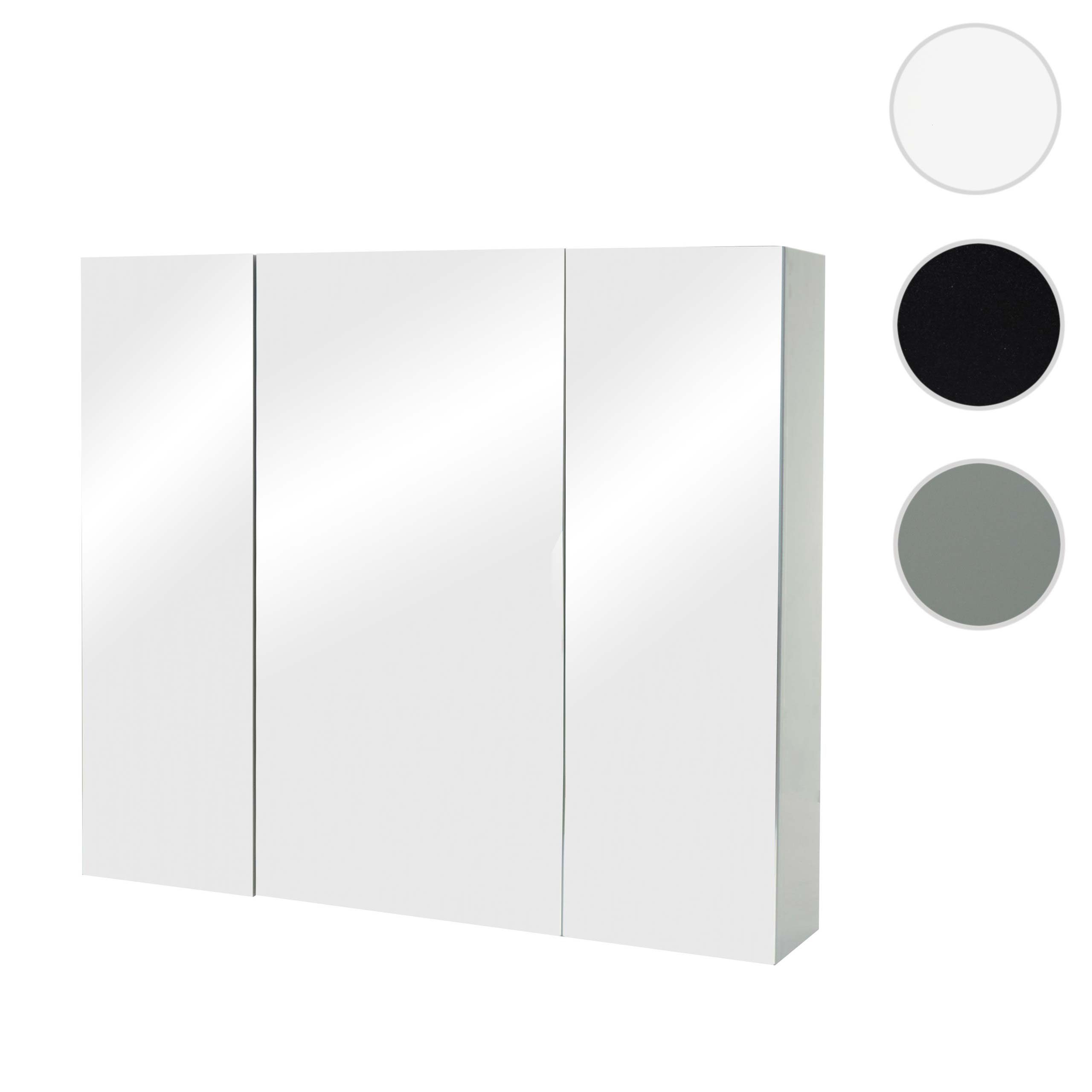MCW Badezimmerspiegelschrank MCW-B19b-80 mit Ablageflächen, Hochglanz-Optik