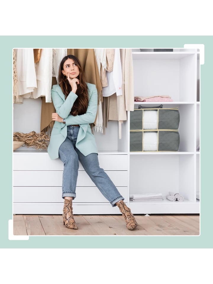 relaxdays 2 x Aufbewahrungstasche für Bettdecken in Grau - (B)60 x (H)25 x (T)44 cm günstig kaufen onesize