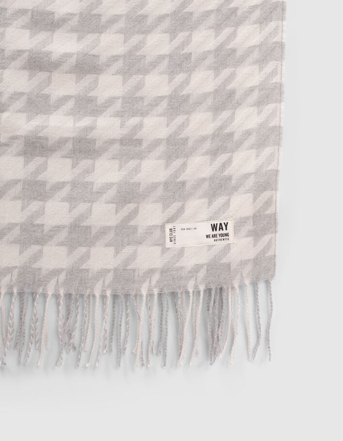Echarpe grise motif pied-de-coq fille