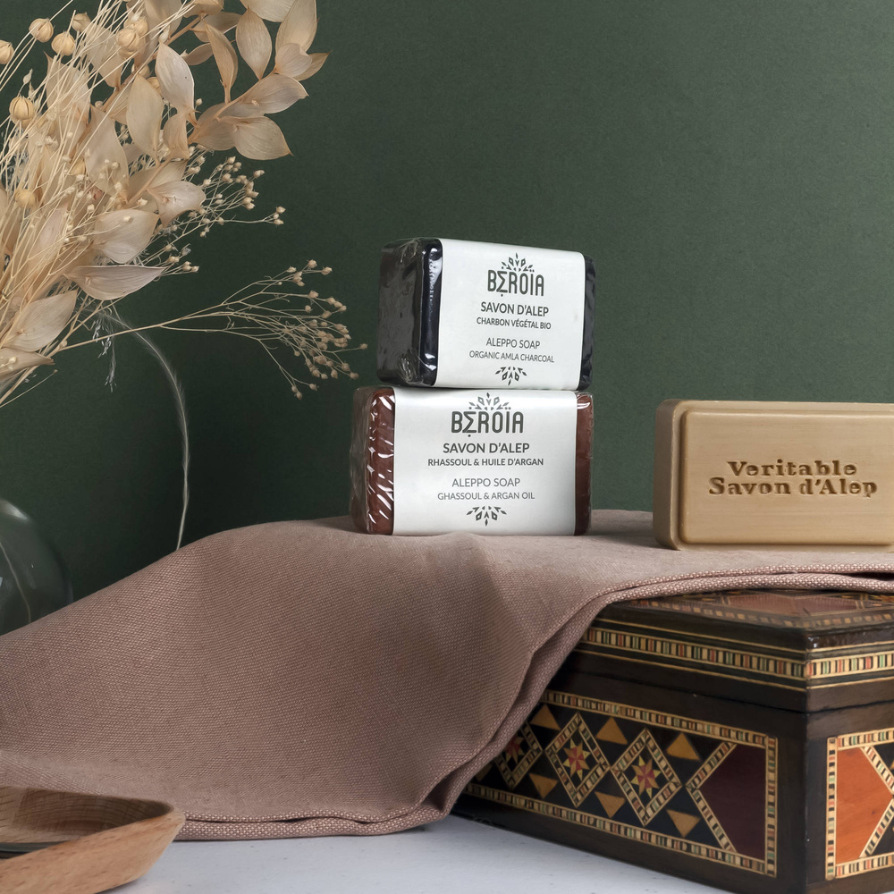 beroia Savon d'Alep à l'huile d'argan & au rhassoul 100g Savon solide