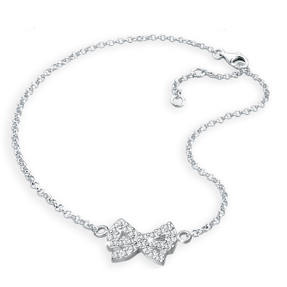Elli Elli Bracelet de Cheville Schleife Kristalle 925 Sterling Silber Bijoux