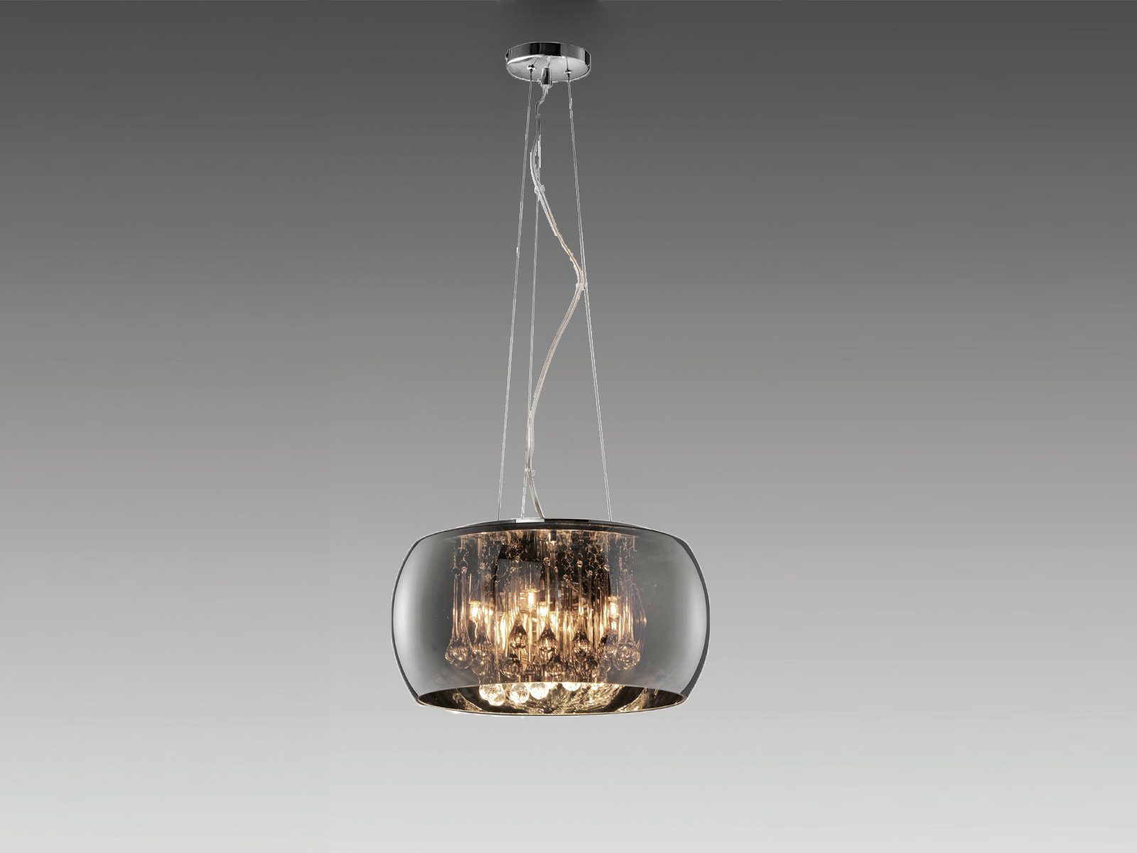 meineWunschleuchte LED Pendelleuchte, LED wechselbar, Warmweiß, Designer-lampen Lampenschirm Rauch-glas Kristall übern Esstisch, Ø40cm