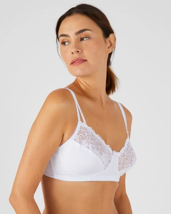 Lot de 2 soutiens-gorge sans armatures dentelle et coton