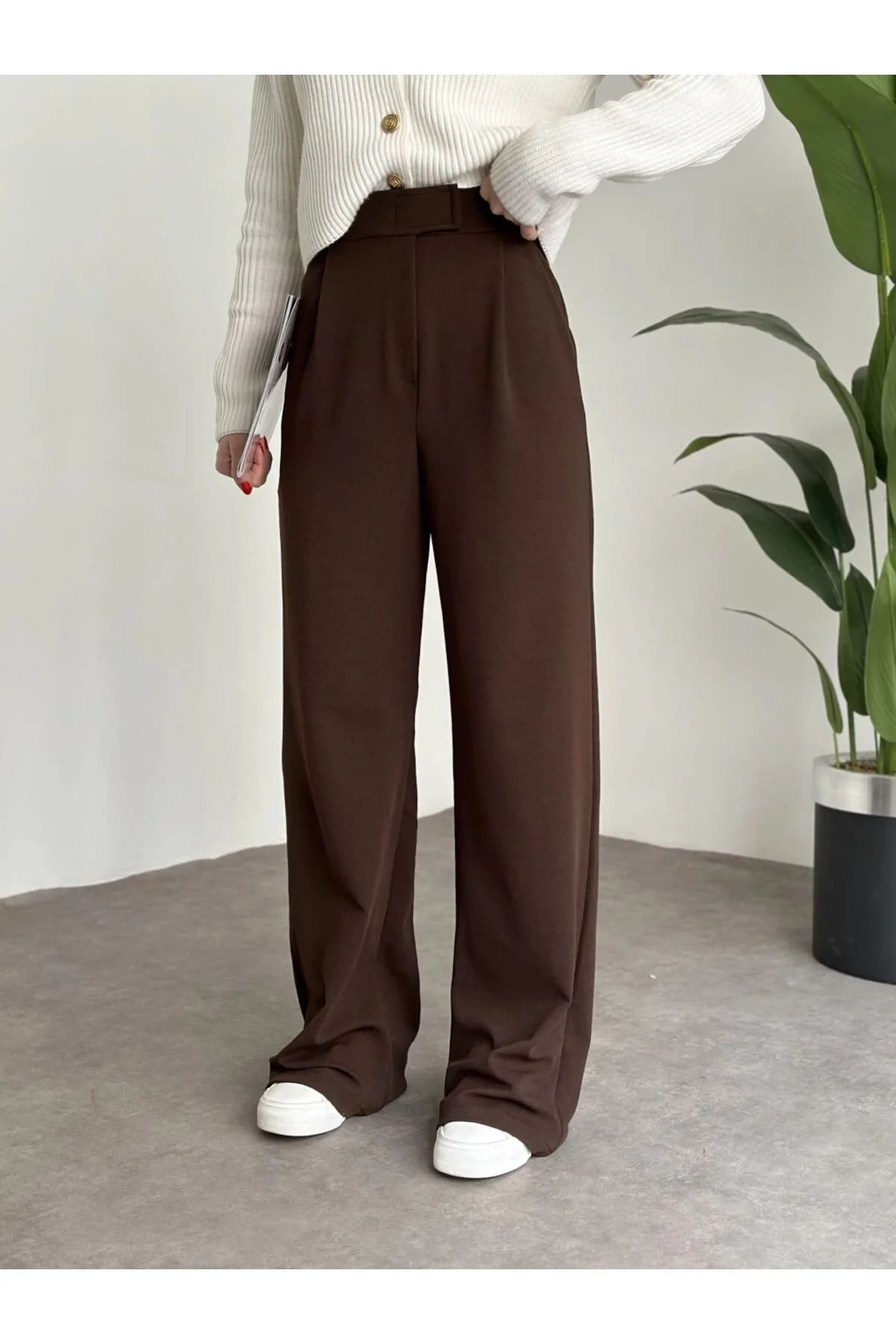 My Blog  Braune Redkit-Palazzo-Hose mit Klettverschluss für Damen