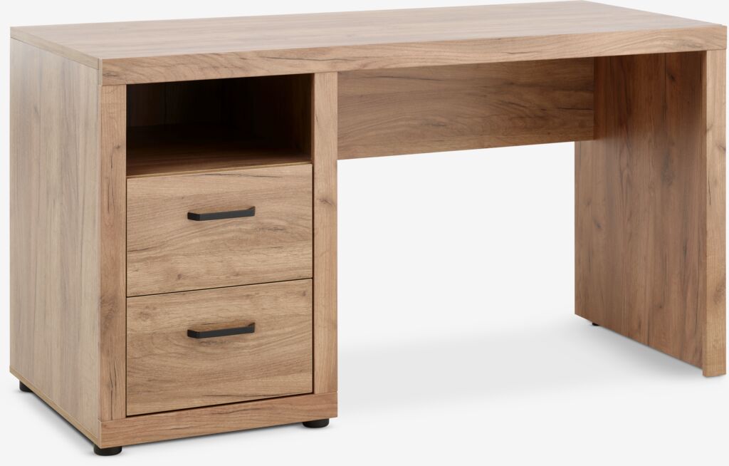 LINTRUP Desk LINTRUP 60x140 2 drawers/1 shelf in oak color