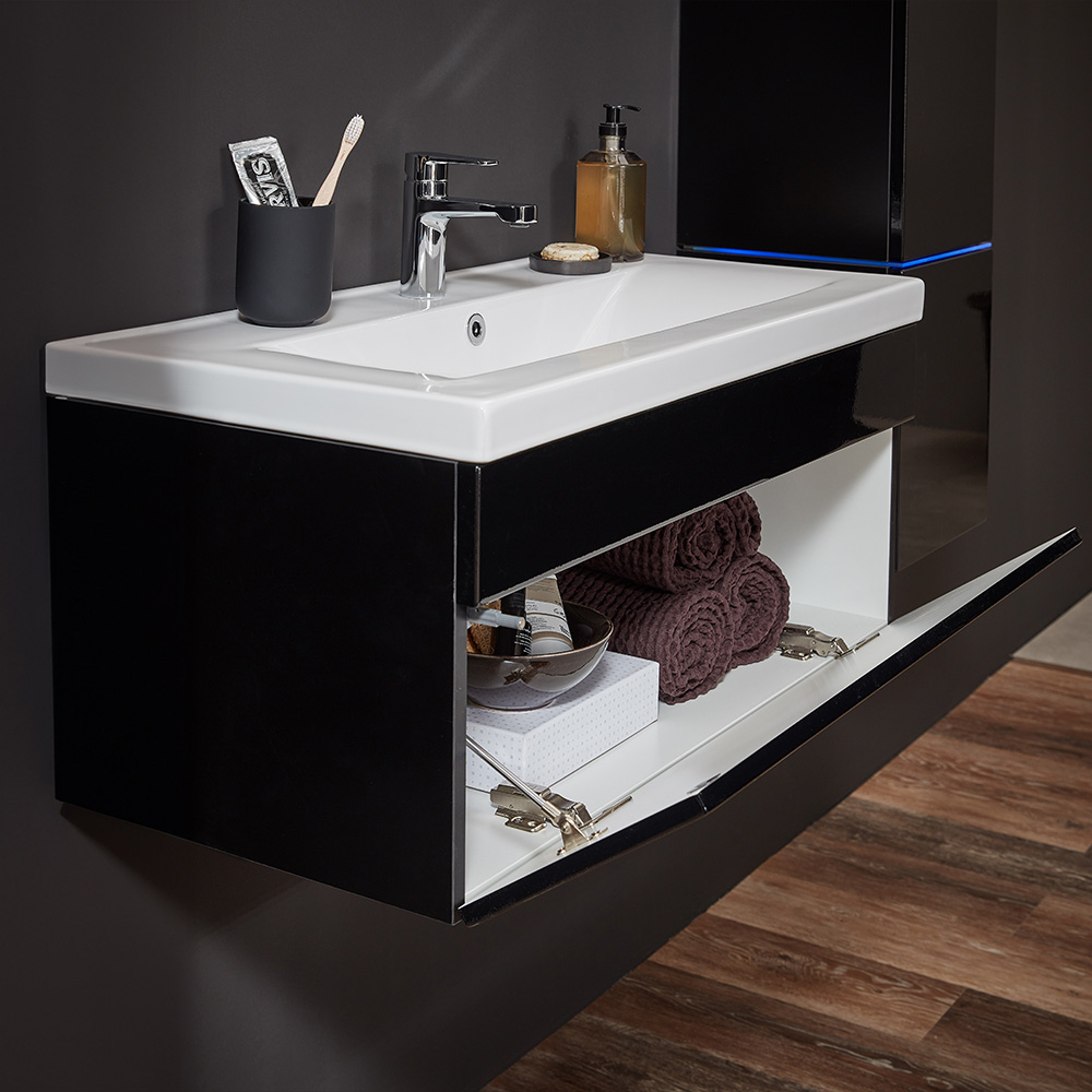Home Deluxe Badmöbel WANGEROOGE BIG 80 cm L - schwarz