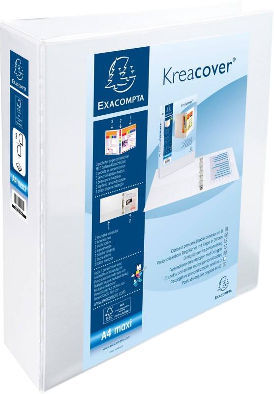 Exacompta Kreacover 50 mm Ringbuch PP (Polypropylen) DIN A4  2 Ringe Weiß 51824E 10 Stück