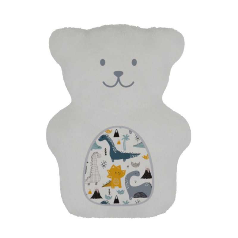 Ourson thérapeutique gris motif dinosaures Béké Bobo