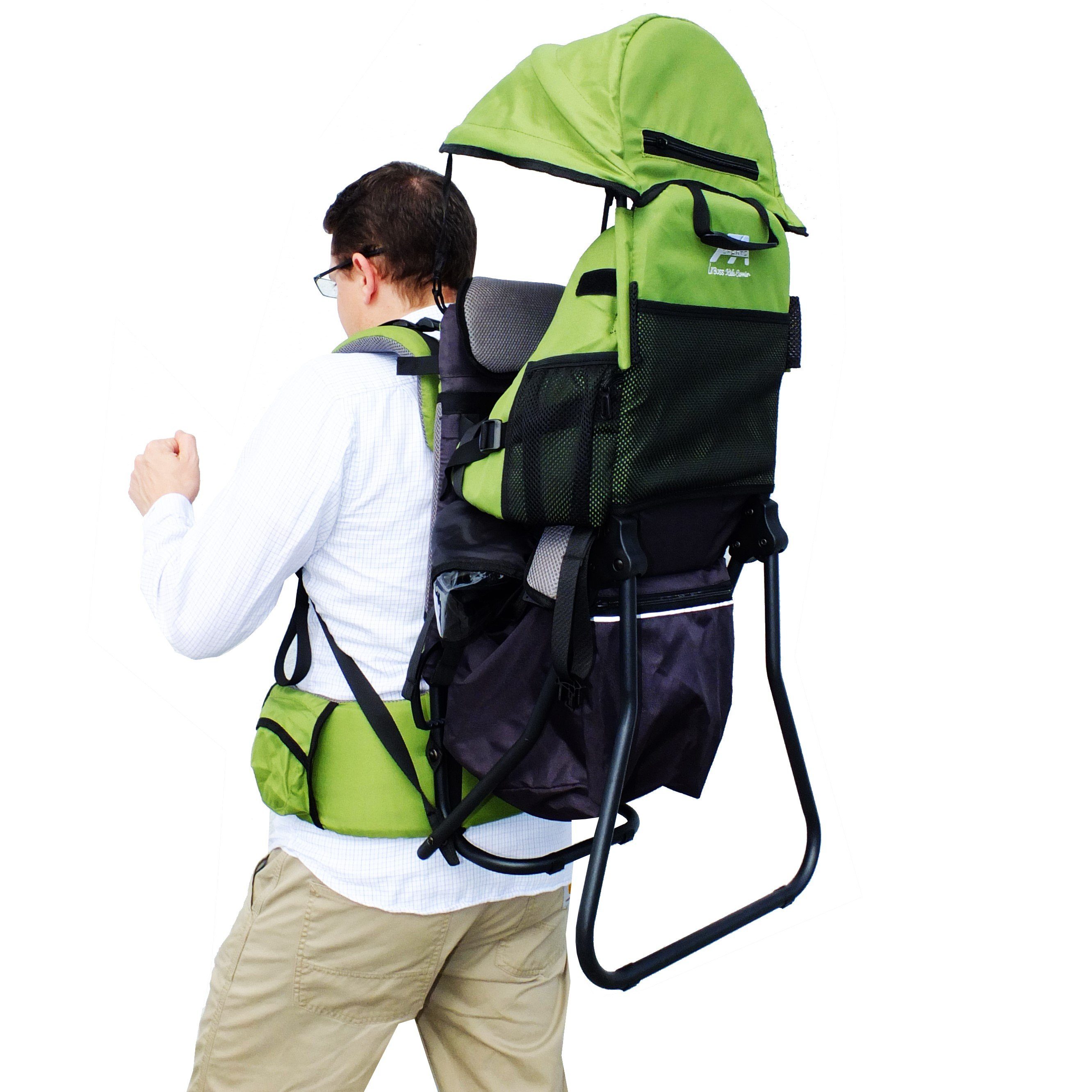 ChronoSports Rückentrage Lil' Boss Kids Carrier, Kindertrage, Schwarz-Grau (1-tlg), mit Regen-/Sonnenschutz