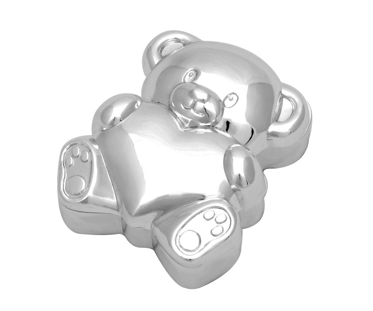 Brillibrum Zahndose Zahndose Silber für Milchzähne Teddy Zahnbox Kinder versilbert anlaufgeschützt Zahnaufbewahrungsdose Kinder für den ersten Zahn