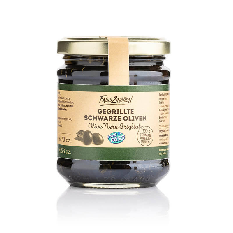 Gegrillte schwarze Oliven