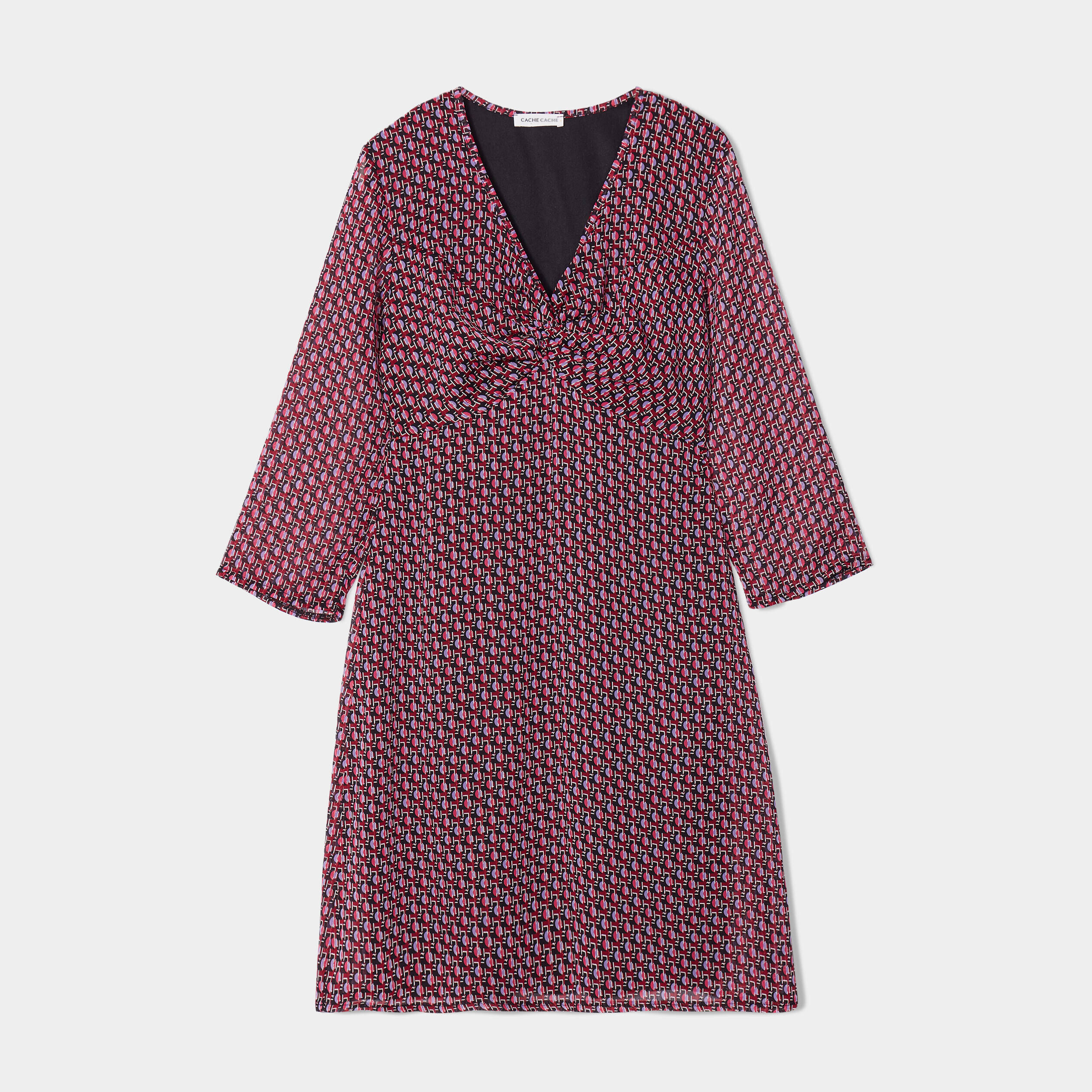 Robe évasée manches 3/4 prune femme | Cache Cache