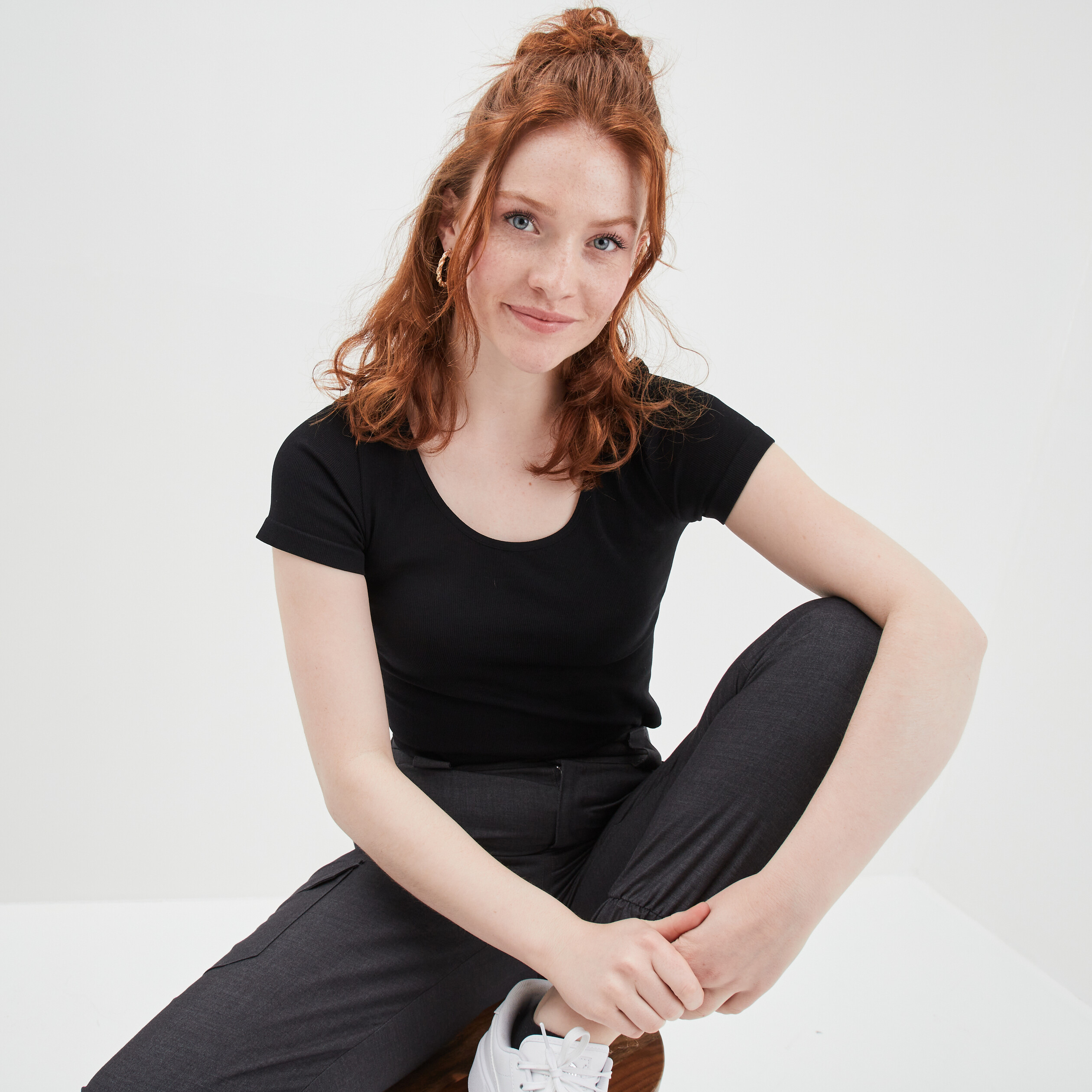 T-shirt manches courtes noir femme | La Halle