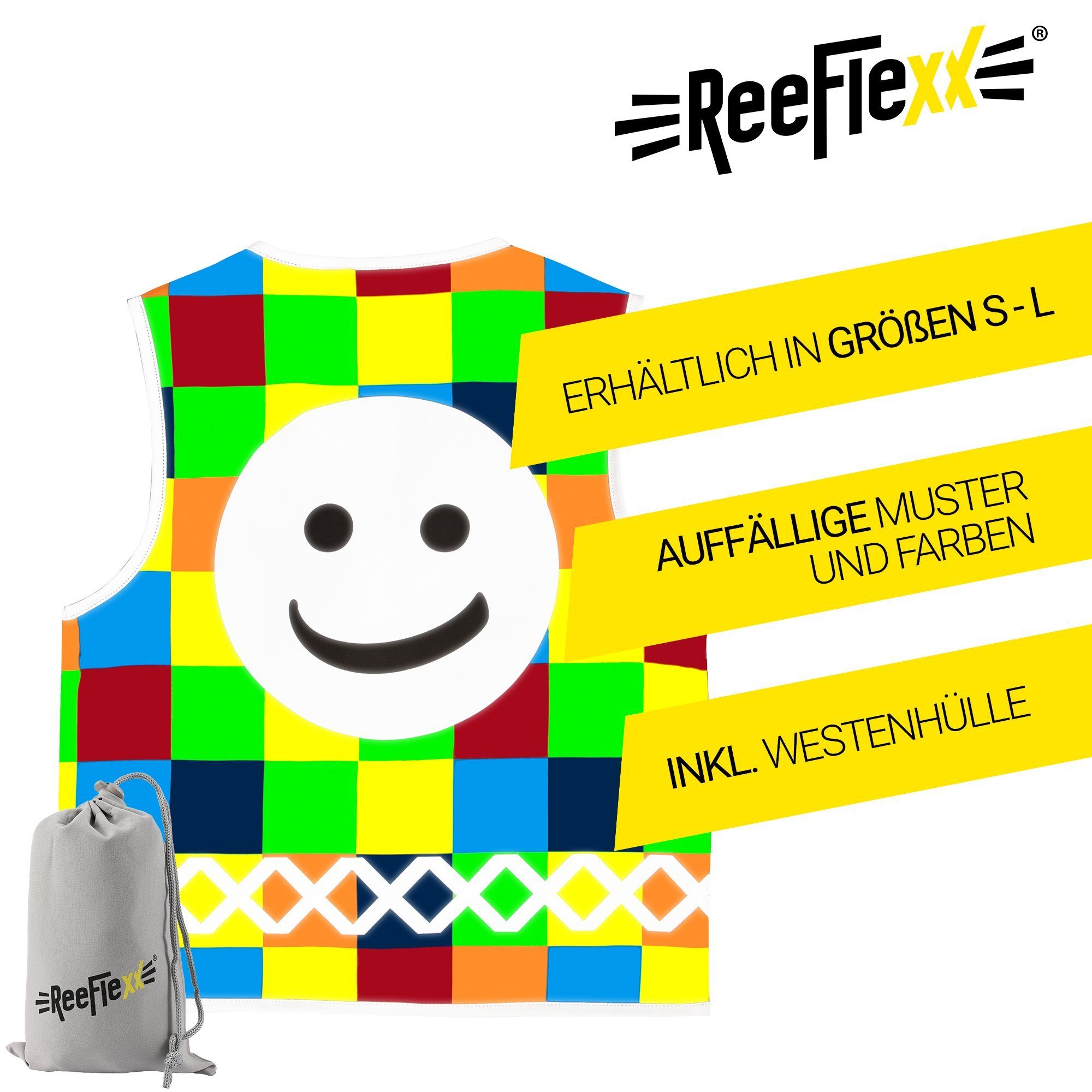 ReeFlexx Warnweste Square Mix Smiley - Kinderwarnweste