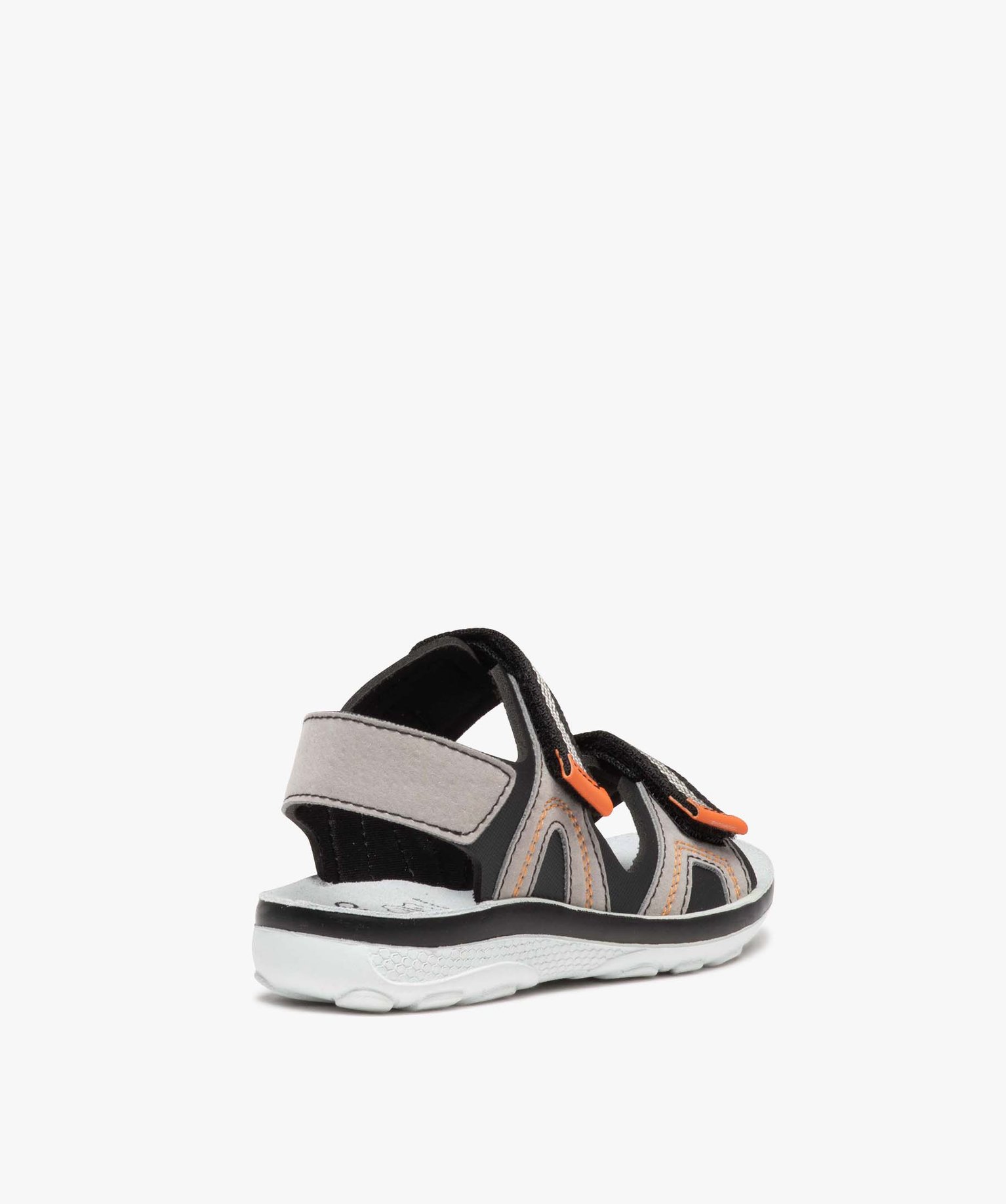Sandales Garçon bicolores avec brides à scratch en tissu noir | GEMO
