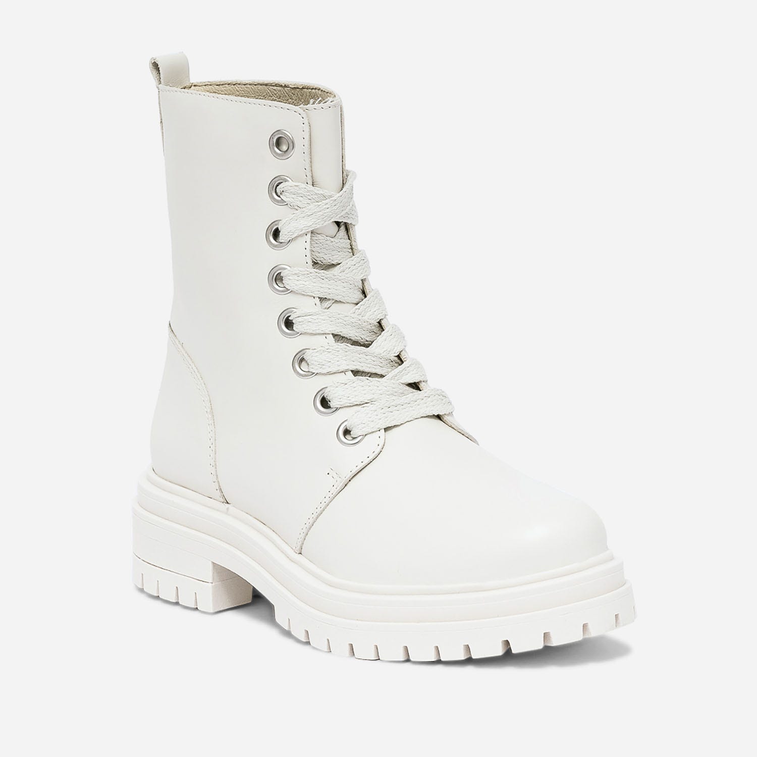 Boots TEXTO écru en cuir à semelle crantée