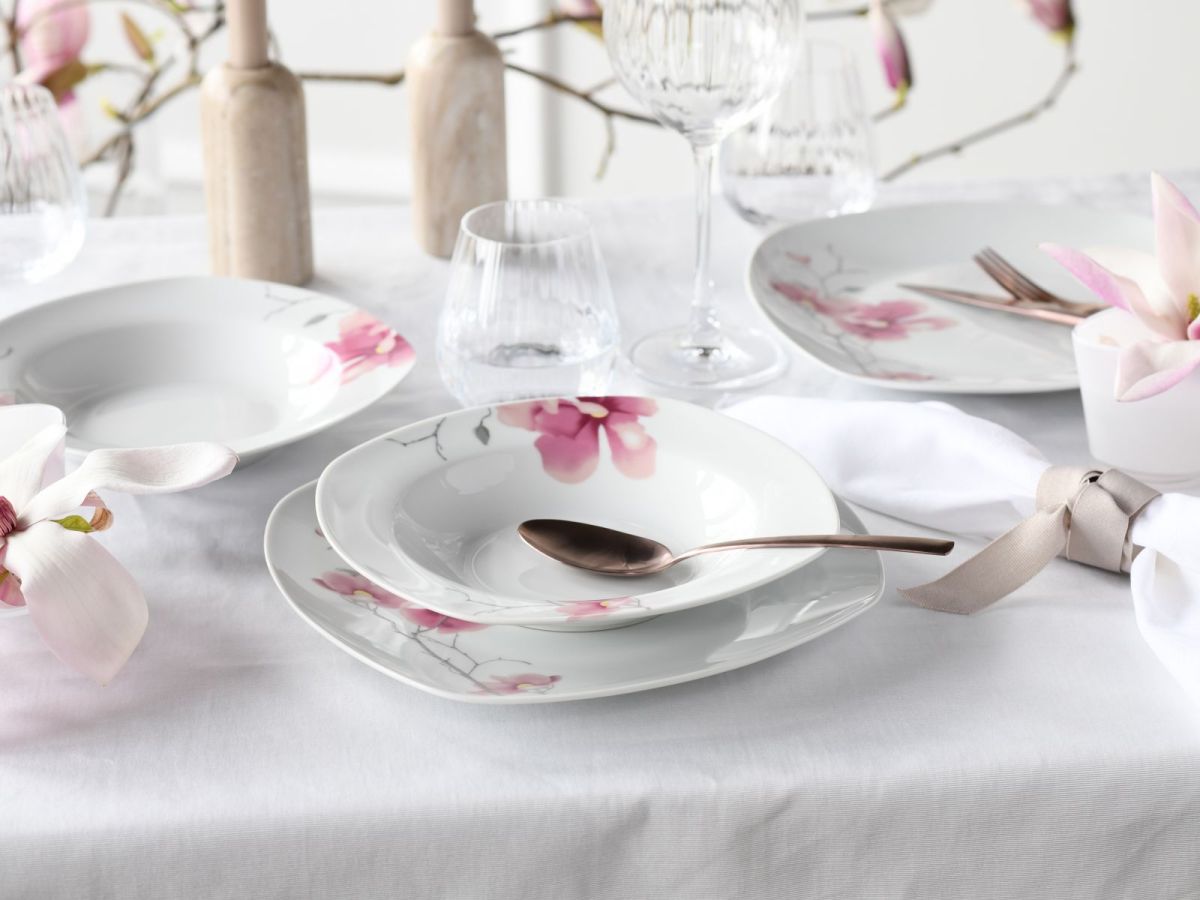 CreaTable 12tlg. Tafelservice Aiko Weiß-Rosa