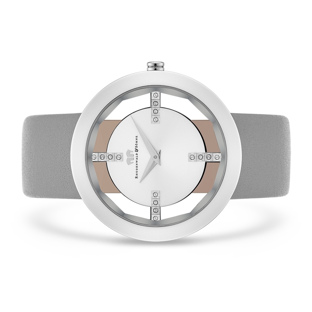 Rhodenwald & Söhne Montre à quartz Lucrezia en Cuir véritable en Gris Montre