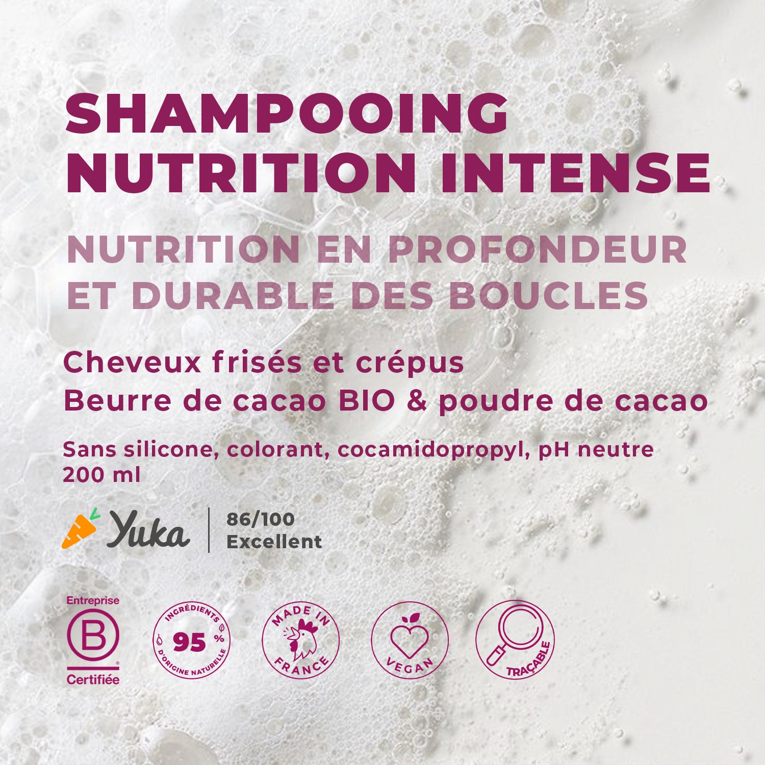 Szampon Energie Fruit Nutri Frizz – bez siarczanów – do włosów kręconych i kręconych – z organicznym masłem kakaowym i proszkiem kakaowym