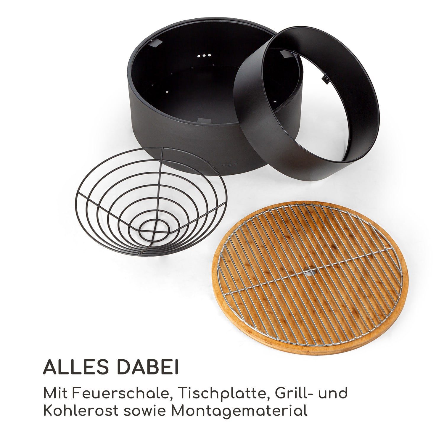 blumfeldt Feuerschale Pompeji, (Set), Feuerschale Garten mit Grill Feuerkorb Feuerstelle Outdoor
