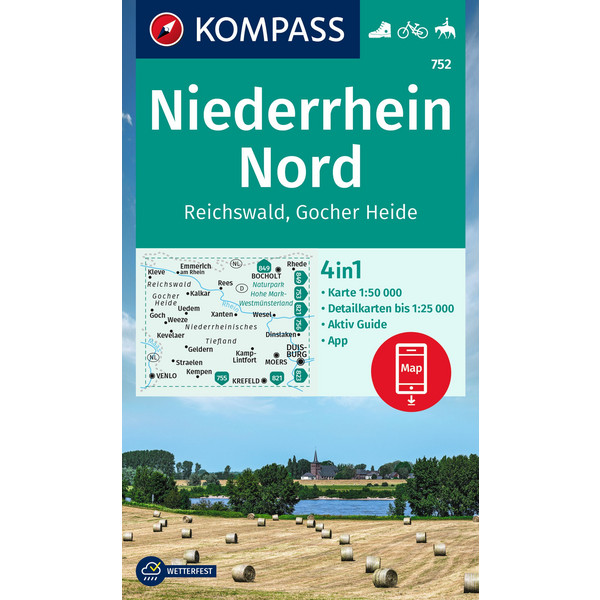 KOMPASS WANDERKARTE 752 NIEDERRHEIN NORD, REICHSWALD