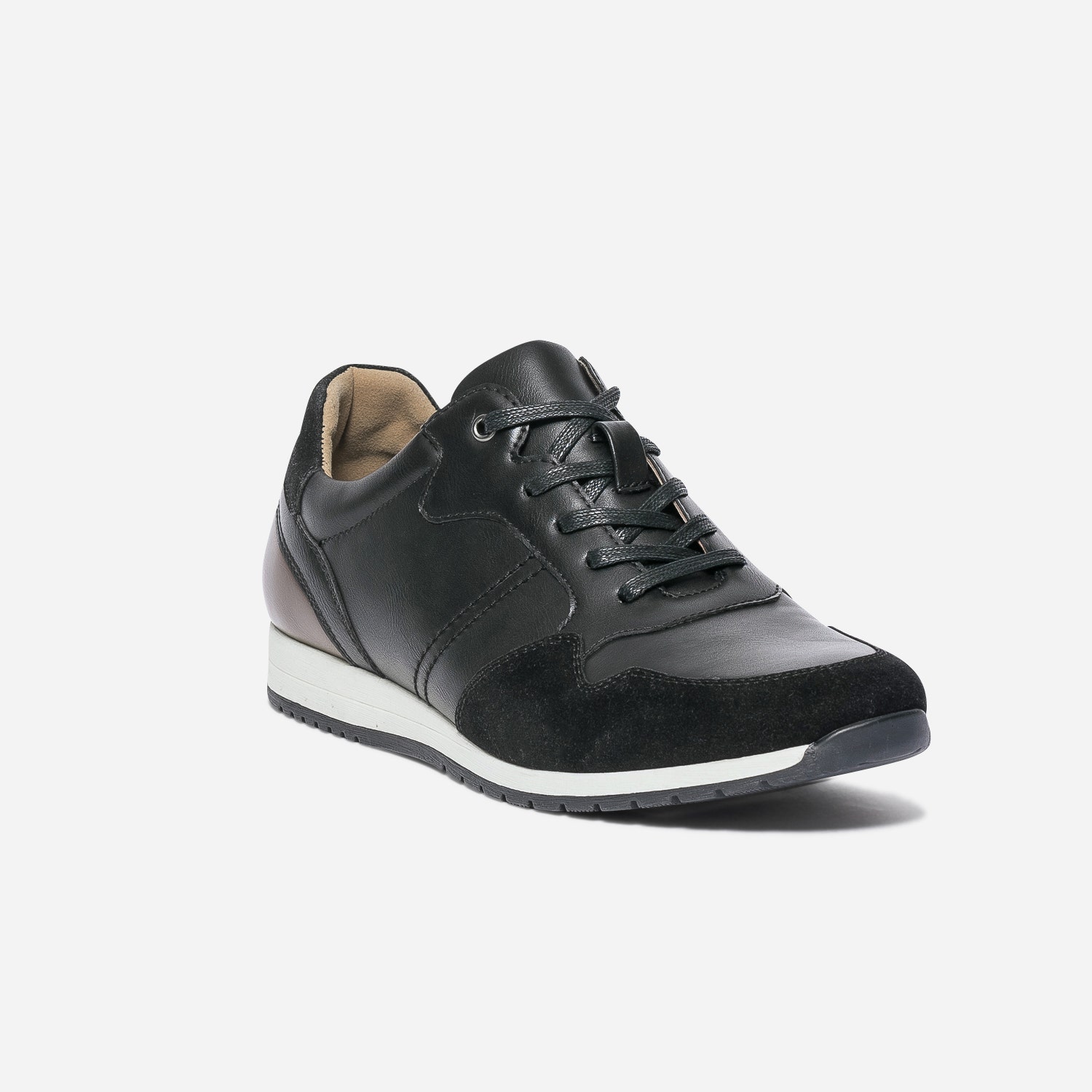 Tennis noire et marron bi matière