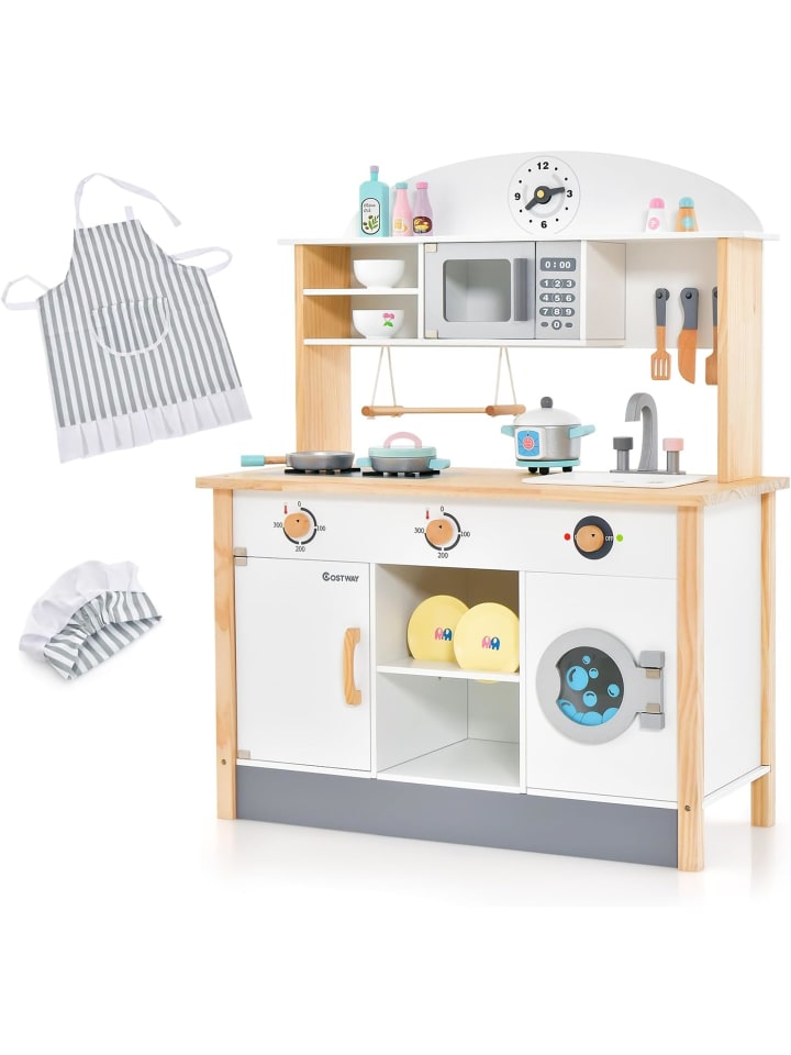 COSTWAY Spielküche inkl. 17 Zubehör in Weiß günstig kaufen 35 cm