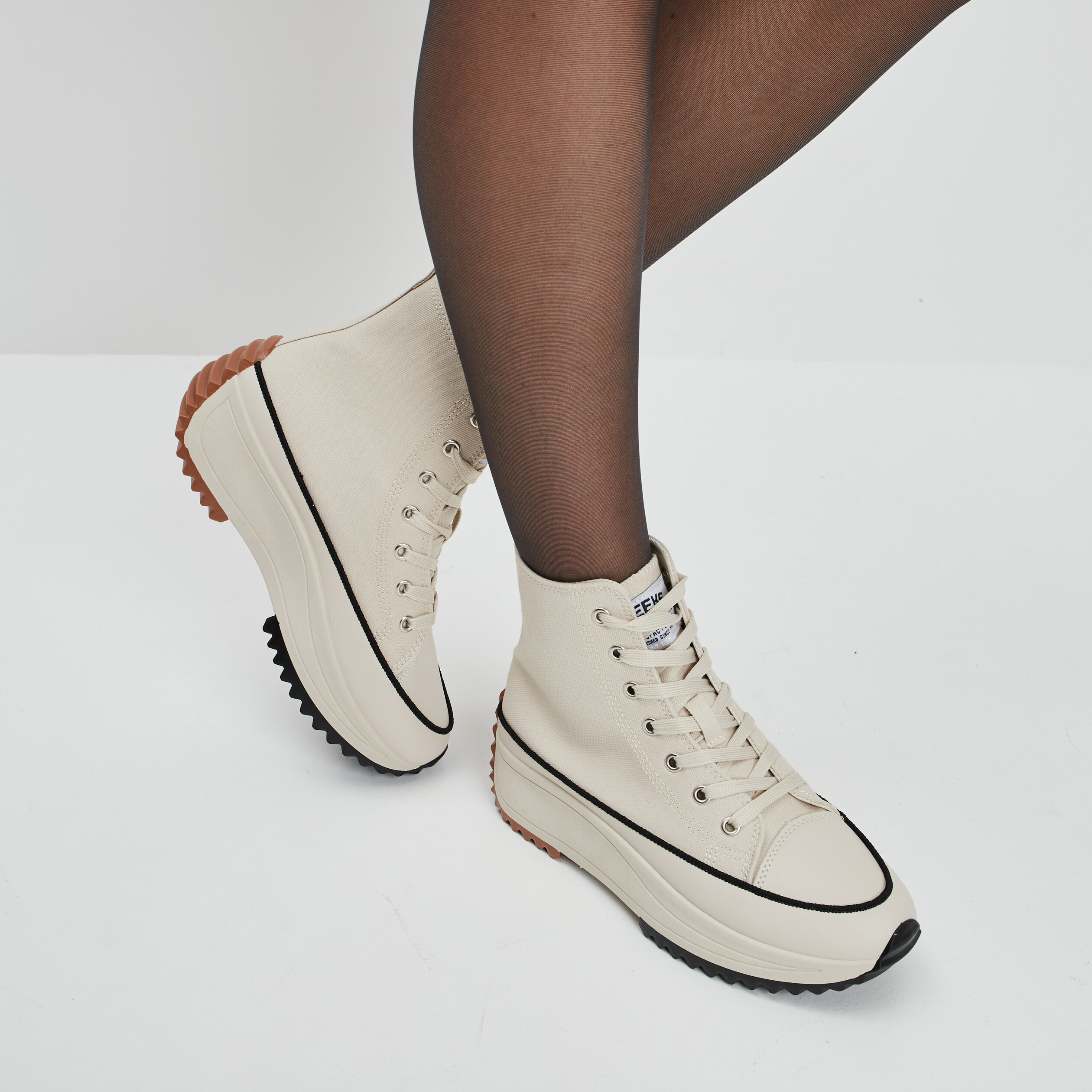 Baskets plateformes en toile Creeks sable femme | La Halle
