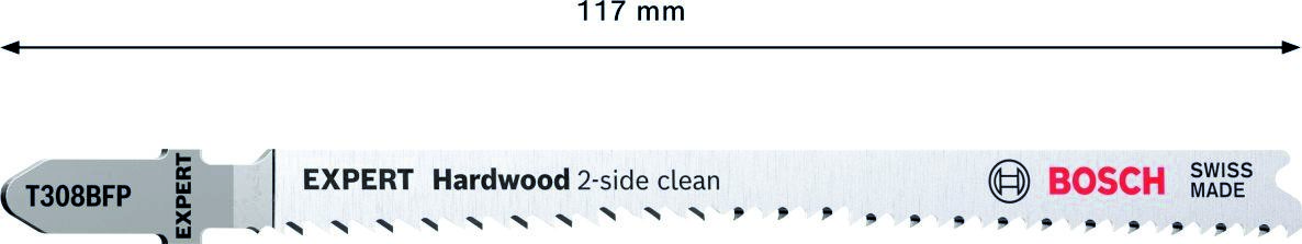 Bosch Blue Accessories 2608900547 Expert 'Hardwood 2-side clean' T 308 BFP Hoja de sierra de calar de 3 piezas