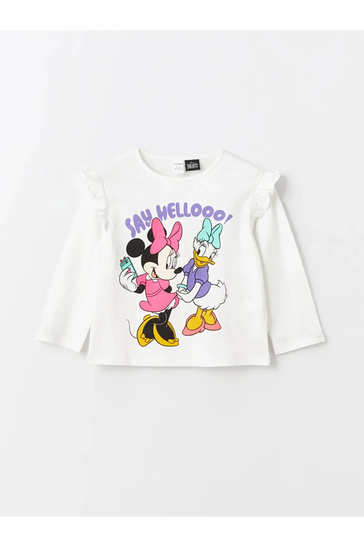 LC Waikiki  LCW Baby Rundhals-Langarmshirt mit Minnie Mouse-Aufdruck, 2-teiliges Set aus Sweatshirt und Strumpfhose für Babys