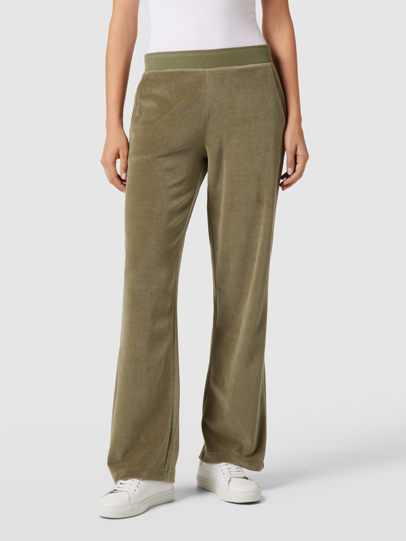 Flared Cut Hose mit elastischem Bund in khaki
