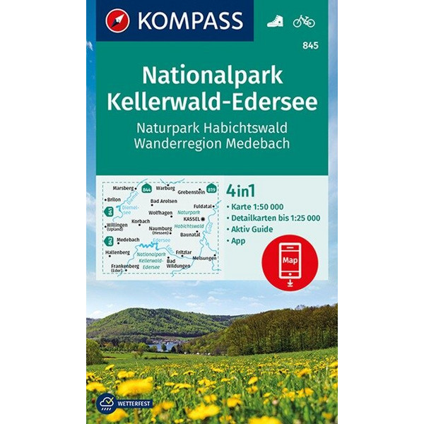 KOMPASS WANDERKARTE NATIONALPARK KELLERWALD-EDERSEE