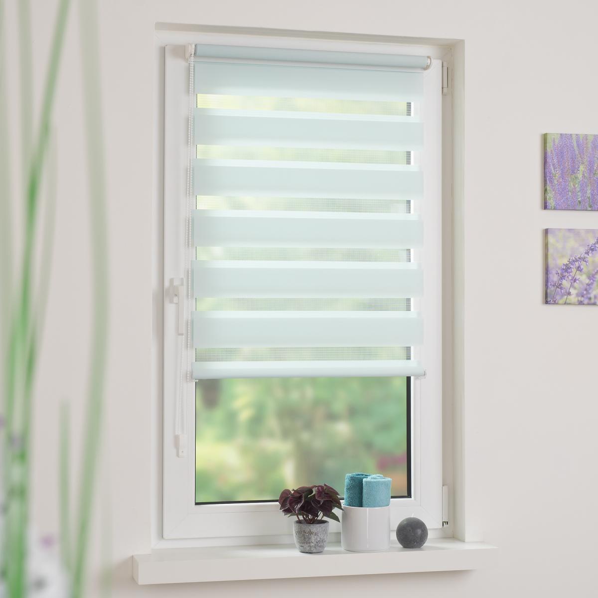 Bella Casa Duo-Rollo mini, Klemmfix Doppelrollo, pastellblau, Rollo 80 x 160 cm (B x H)