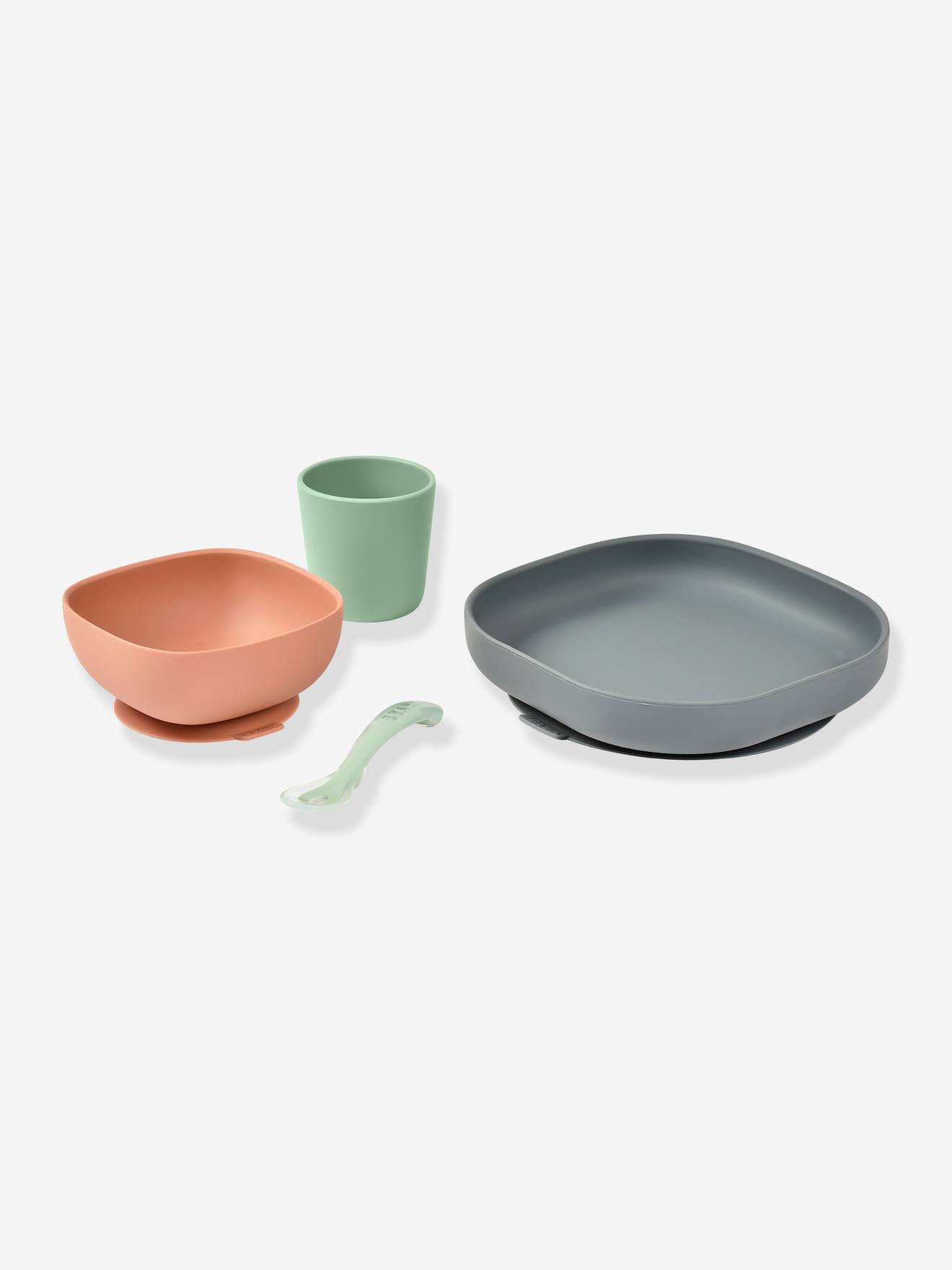Set vaisselle 4 pièces silicone BEABA bleu
