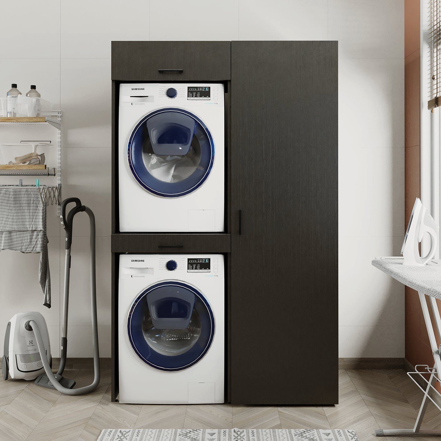 Roomart Waschmaschinenumbauschrank (Waschmaschinenschrank für Trockner und Waschmaschine Überbauschrank)