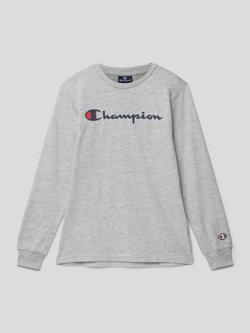 Longsleeve mit Label-Print in mittelgrau meliert