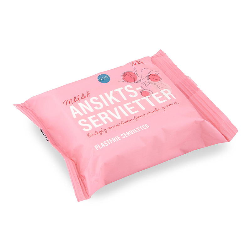 Soft Ansiktsserviett 25-pk lett parfymert