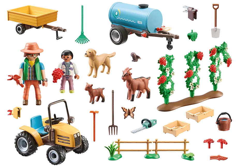 Traktor mit Anh&auml;nger und Wassertank