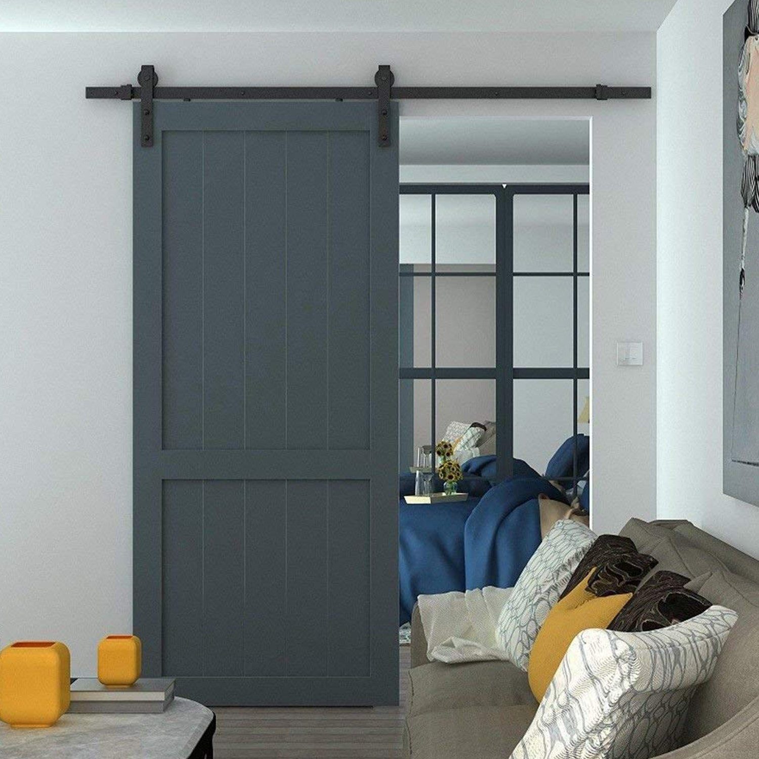 Clanmacy Schiebetür 363cm Schiebetürsystem Schiebetürbeschlag Laufschiene Montage Set, 363cm