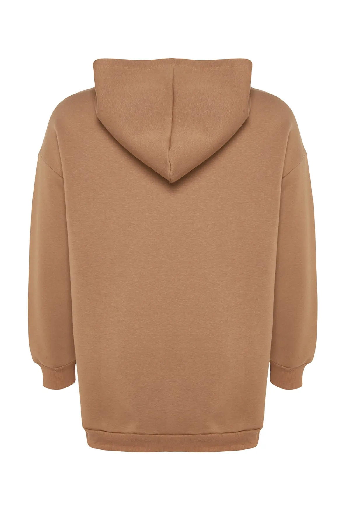 Trendyol Curve  Übergroßes Strick-Sweatshirt mit Stickereidetail in Nerz TBBAW24AO00018
