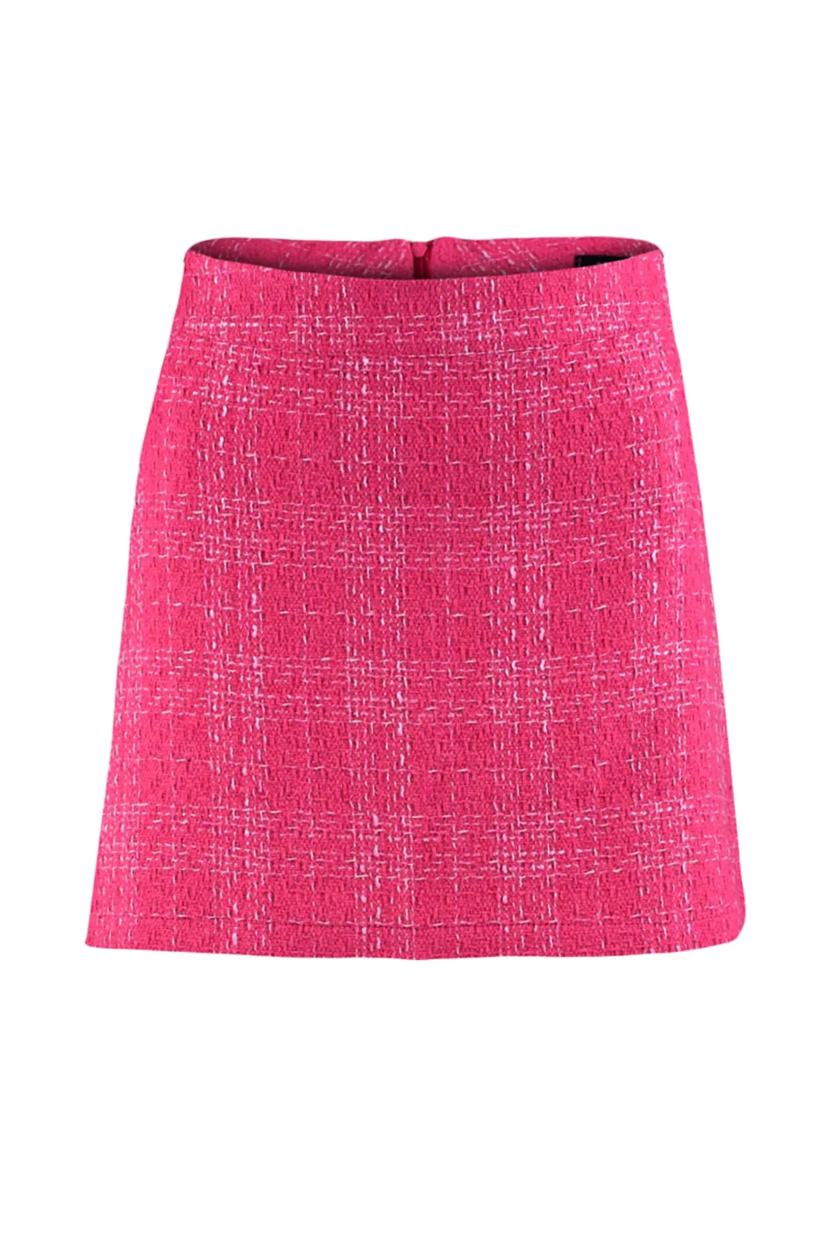 Trendyol Collection  Rosa Mini-Tweedrock mit geradem Schnitt - Bleistiftstoff, TWOAW23ET00105