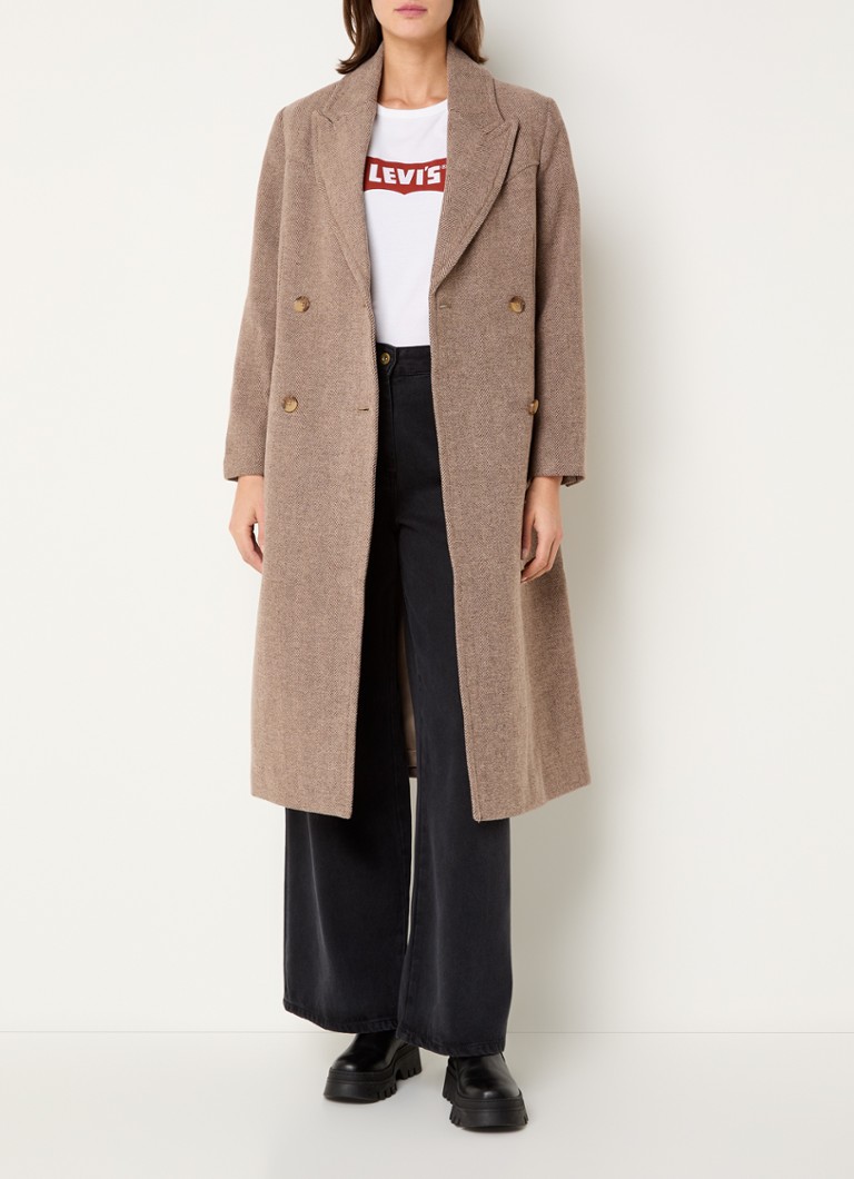 Levi's Double-breasted coat in wool blend with herringbone pattern
