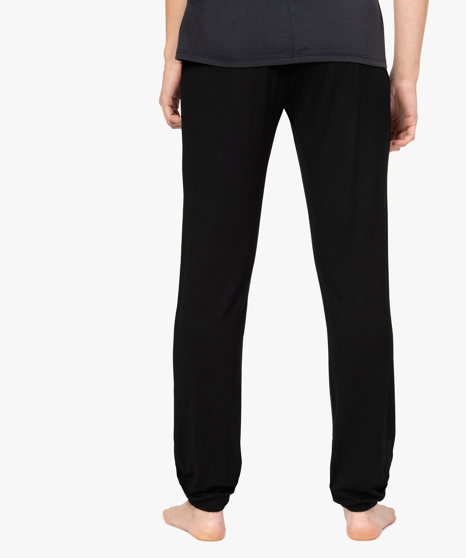 Pantalon de pyjama femme en maille fine avec bas resserré noir | GEMO
